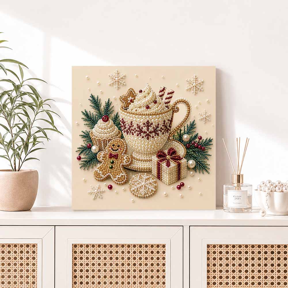 Perlenmalerei Weihnachts-Kunst-Set Lebkuchenbecher Schneeflocke Geschenk DIY Heimdeko Malerei