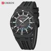 CURREN Men's Quartz Watch Fashion Date Display Luminous Waterproof Silicone Strap Sports Wristwatch