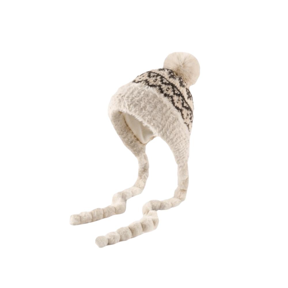New Warm Warm Ear Protection Hat Ethnic Style Thick Plush Ear Protection Hat Pompom Fluffy Cute Bucket Hat for Women