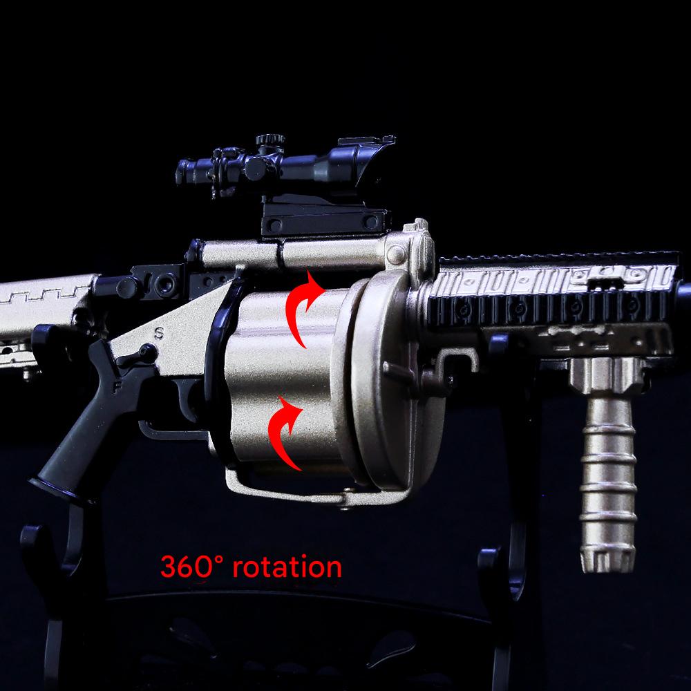 14cm MGL Miniature Model, 1:6 Zinc Alloy Game Ornament, 360 Degree Rotation Drum, Non-firing Keychain Toy Collection Gift