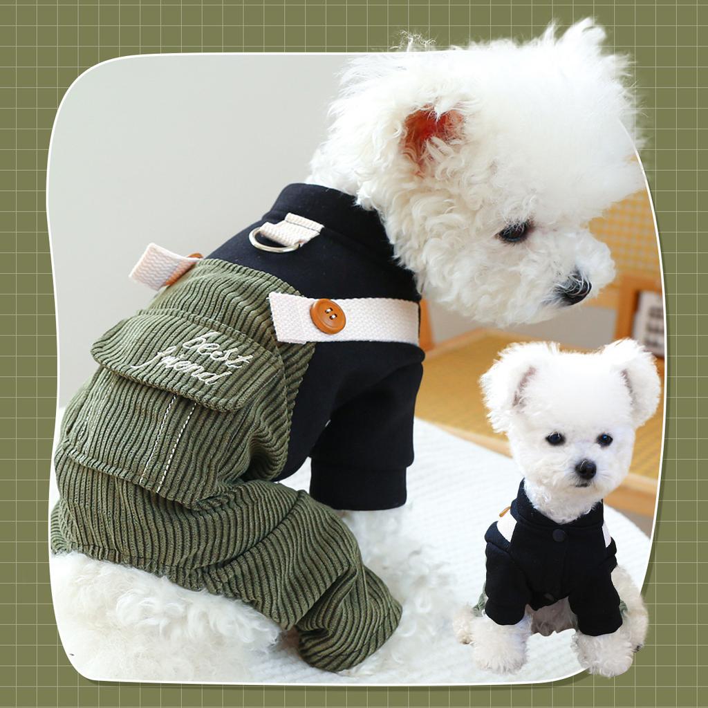 PETCIRCLE Pet Circle Dog Quad Pet Clothing Clothing Corduroy Good Friends Overalls Collection