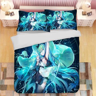 Cartoon Bettbezug Zweite Dimension Hatsune Miku Niedlich Bedruckte Bettwäsche Anime Polyester, Hautfreundlich, Atmungsaktiv