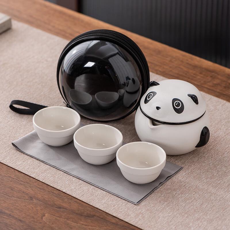 Yinuoshi Panda Ceramic Portable Travel Tea Set