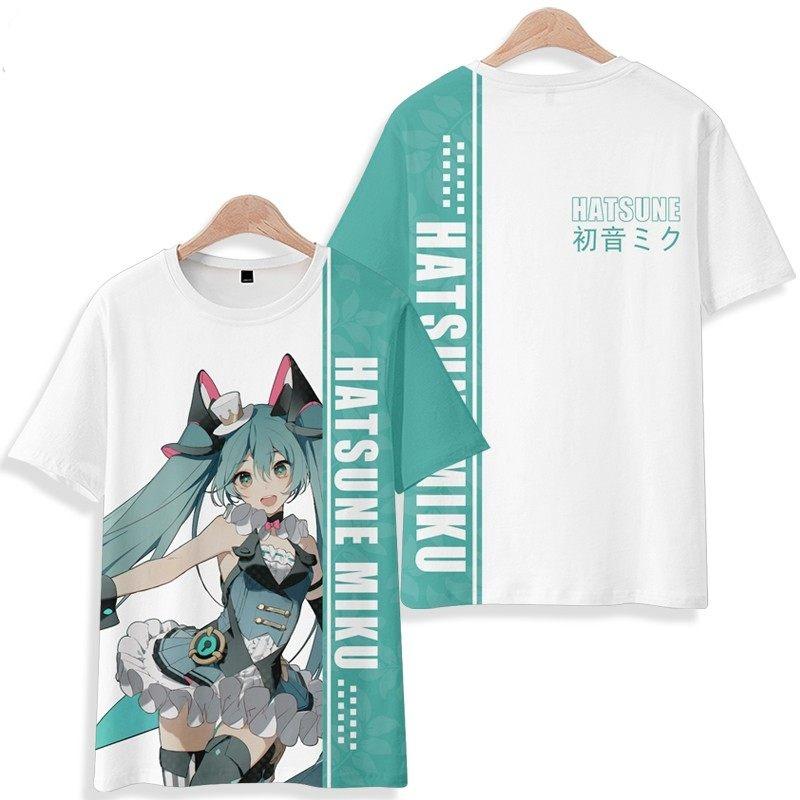 2026 Summer Hatsune Miku Retro Cosplay T-shirt Men's Oversized 3D Printed Short-sleeved Family Unisex Children's Sports Shirt