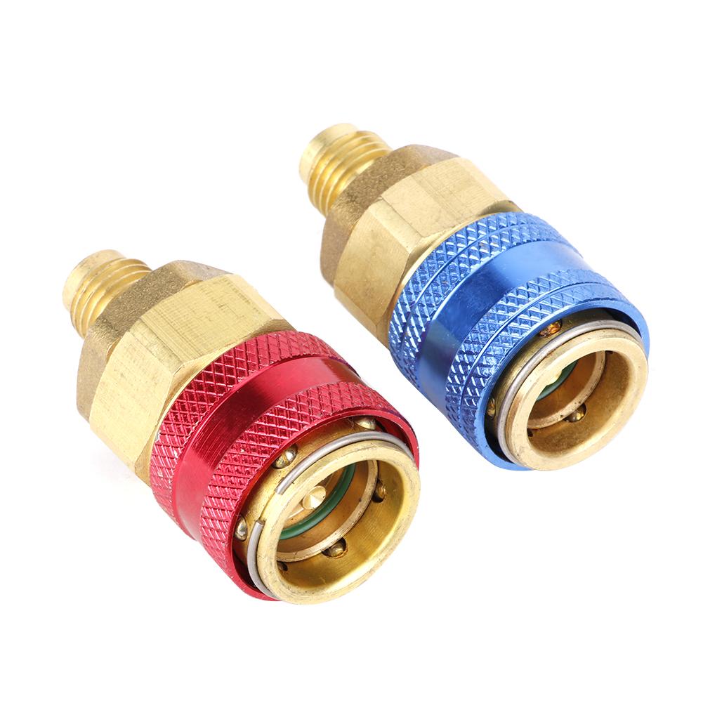 2pcs R134A High Low Pressure Straight Quick Coupler Connector Car AC Refrigerant Adapter