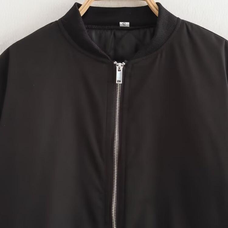 European and American style, new women's clothing, fashionable wrinkled loose zipper baseball jersey cotton jacket