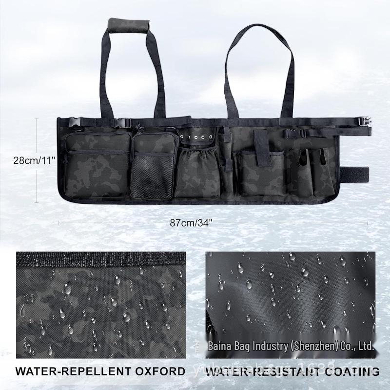 

Fishing Tackle Bag with Rod & Pliers Holder, Multi-Pocket Storage Bucket Camouflage