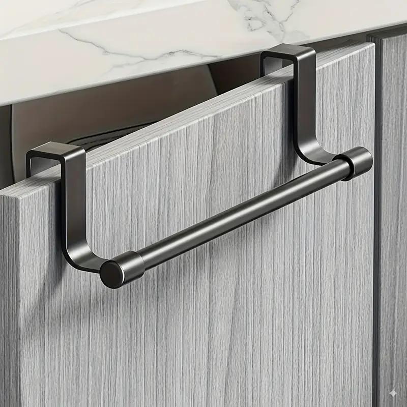 1pc Steel Over Door Towel Bar Storage, Hanger For Cabinet Or Cupboard, Holder Rack For Kitchen, Bathroom,Holds Hand/Dish Towels