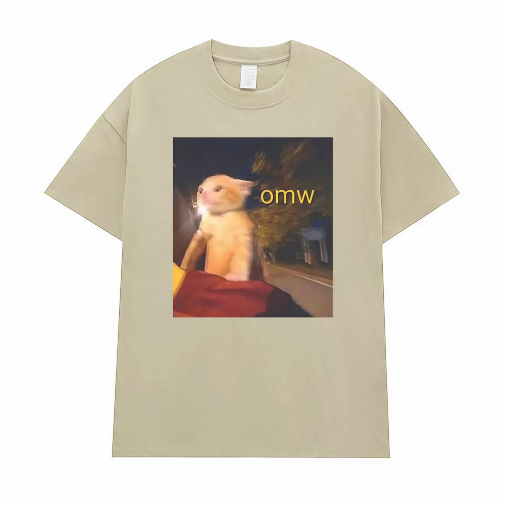 Omw! Cat Funny Meme Graphic T-shirts Men Women Clothes Fashion Vintage T Shirts Oversized High Quality T Shirt Cotton Streetwear