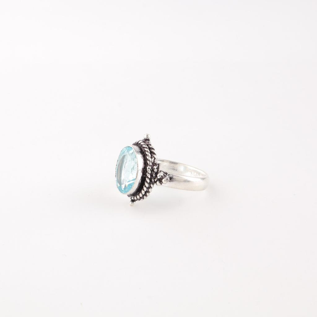 Sky Blue Topaz Gemstone 925 Sterling Silver Jewelry Handmade Ring Gift For Her RR-9-10