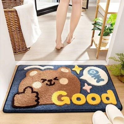 Cartoon Imitated Cashmere Thickened Quick-drying Bathroom Absorbent Floor Mat Non-slip Door Mat Bedroom Living Room Carpet