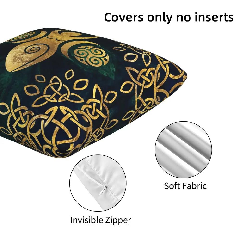 Triple Moon With Triskelion Pentagram Pagan Wiccan 2 Pcs Square Pillowcase Pillow Cover Cushion Throw Pillow For Home Car