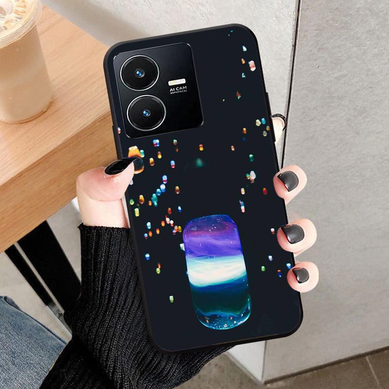 For Vivo Y22 4G Case Wolf Cat Soft Silicone Shockproof Phone Cover For Vivo V2207 V2206 Y22s Y 22 Y 22S Cases 2022 Black Bumper