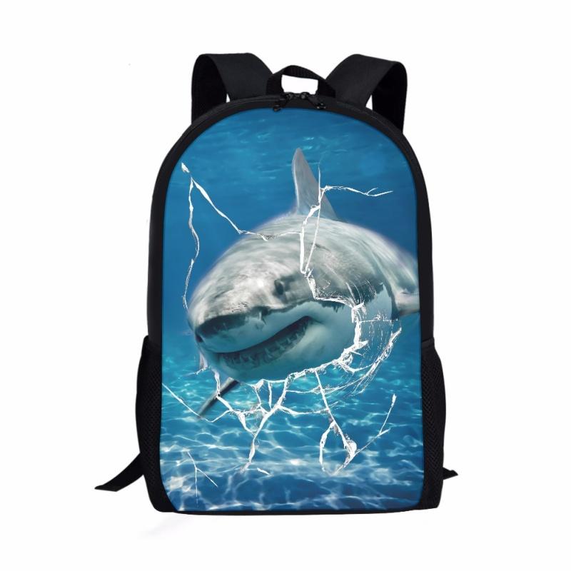 Ocean Sharks Pattern Print Students School Bag Boys Girls Kids Book Bag Daily Casual Storage Backpack Teenager Travel Rucksack
