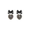 Fashion Elegant Black Bow Heart Drop Earring Women Personality Earrings Party Trending Jewelry