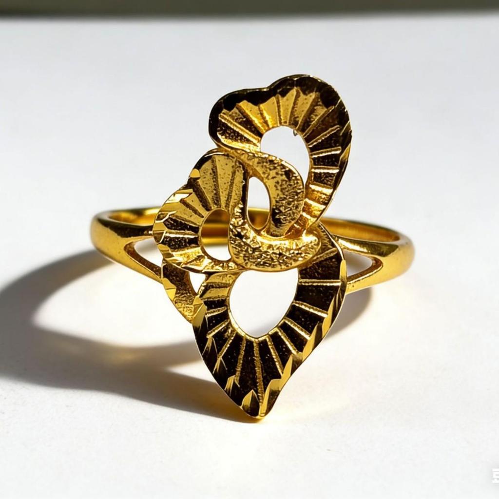 Elegant Sand Gold Floral Open Ring for Women – Classic Wedding Jewelry