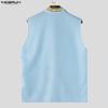 INCERUN Mens Casual Sleeveless Shirt Lapel Collar Button Down Funny Cartoon Graffiti Print Holiday Tank Tops