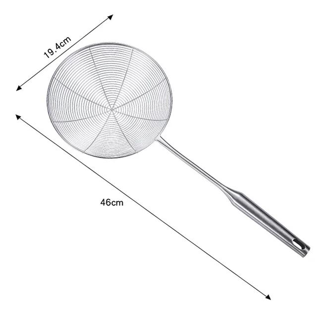 Stainless Steel Kitchen Strainer, Skimmer Ladle for Cooking & Frying, Wire Mesh Spoons with Long Handle