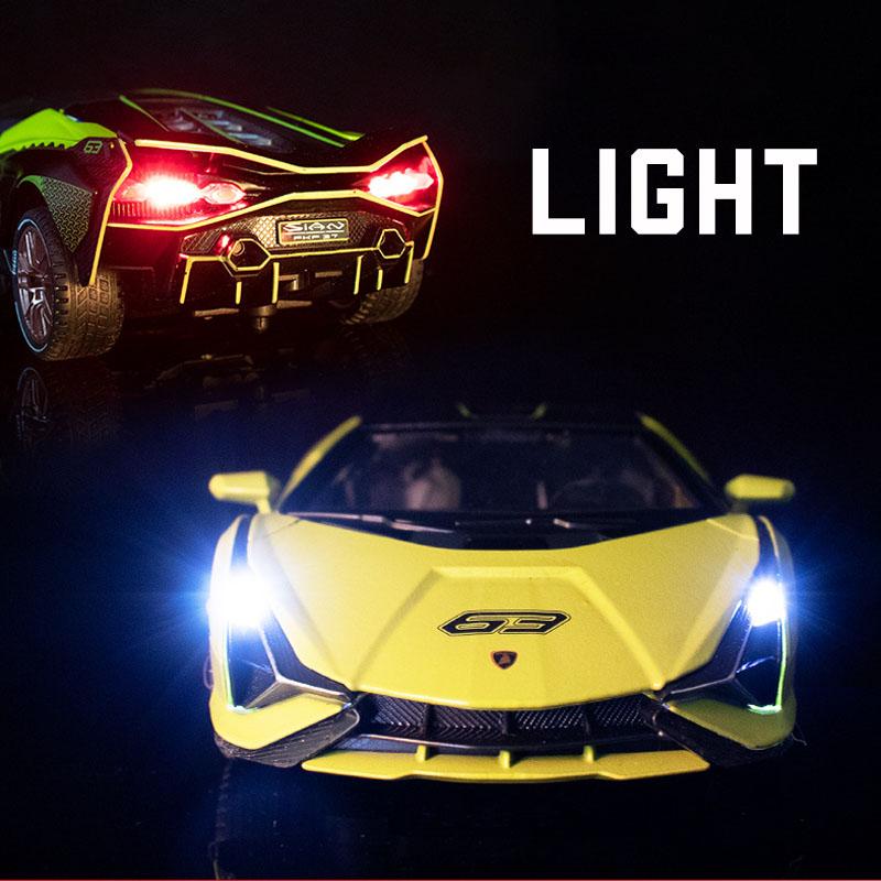 1:32 Scale Lambo Sian Alloy Car Model, with Light & Sound Effect Diecast Car Toys for Boy Birthday Gift Kids Toys Car Collection