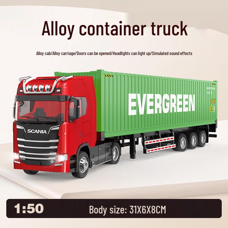 1:50 Alloy Container Transport Truck Model Toy Vehicle Gift Ornament