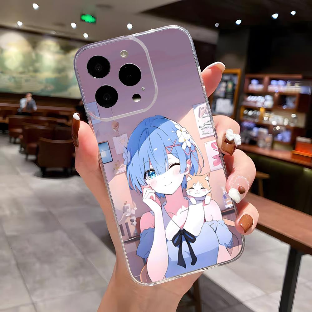 Re Zero Rem Emilia Phone Case For IPhone 17 Air 16 E 15 14 13 12 Mini 11 Pro Max Anti Transparent Drop Cover
