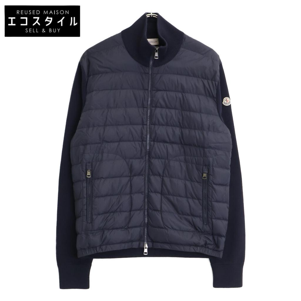 MONCLER MAGLIONE TRICOT CARDIGAN Knit-switch Down Jacket Jacket L NavyUsed