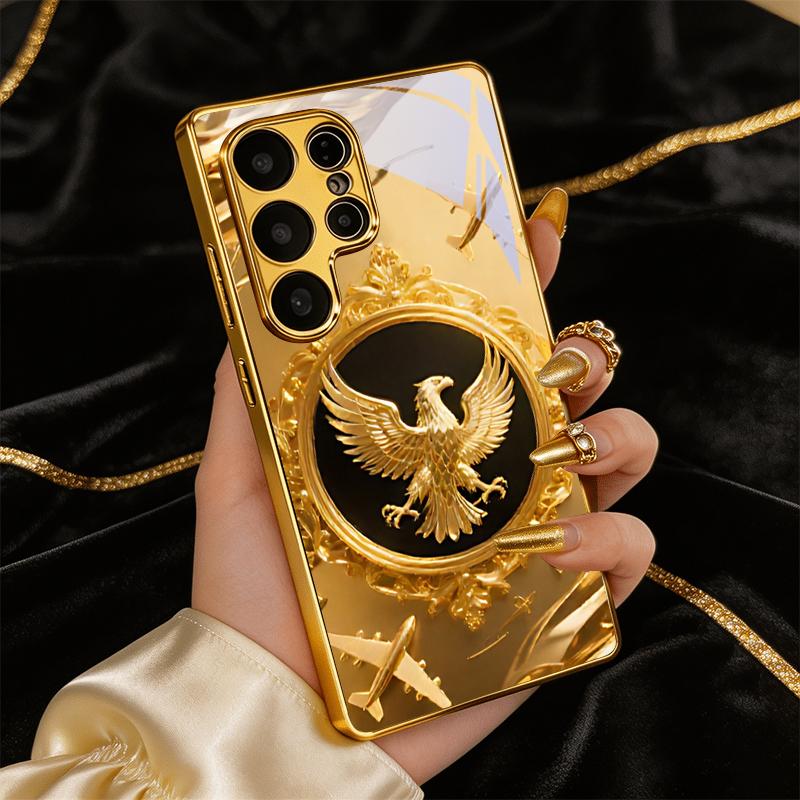 Eagle Pattern Art Golden Phone Case For Samsung A50 A51 A52 A53 A54 A55 A56 A57 A71 A72 A73 A31 A32 A34 A36 A37 A30s Glass Cover