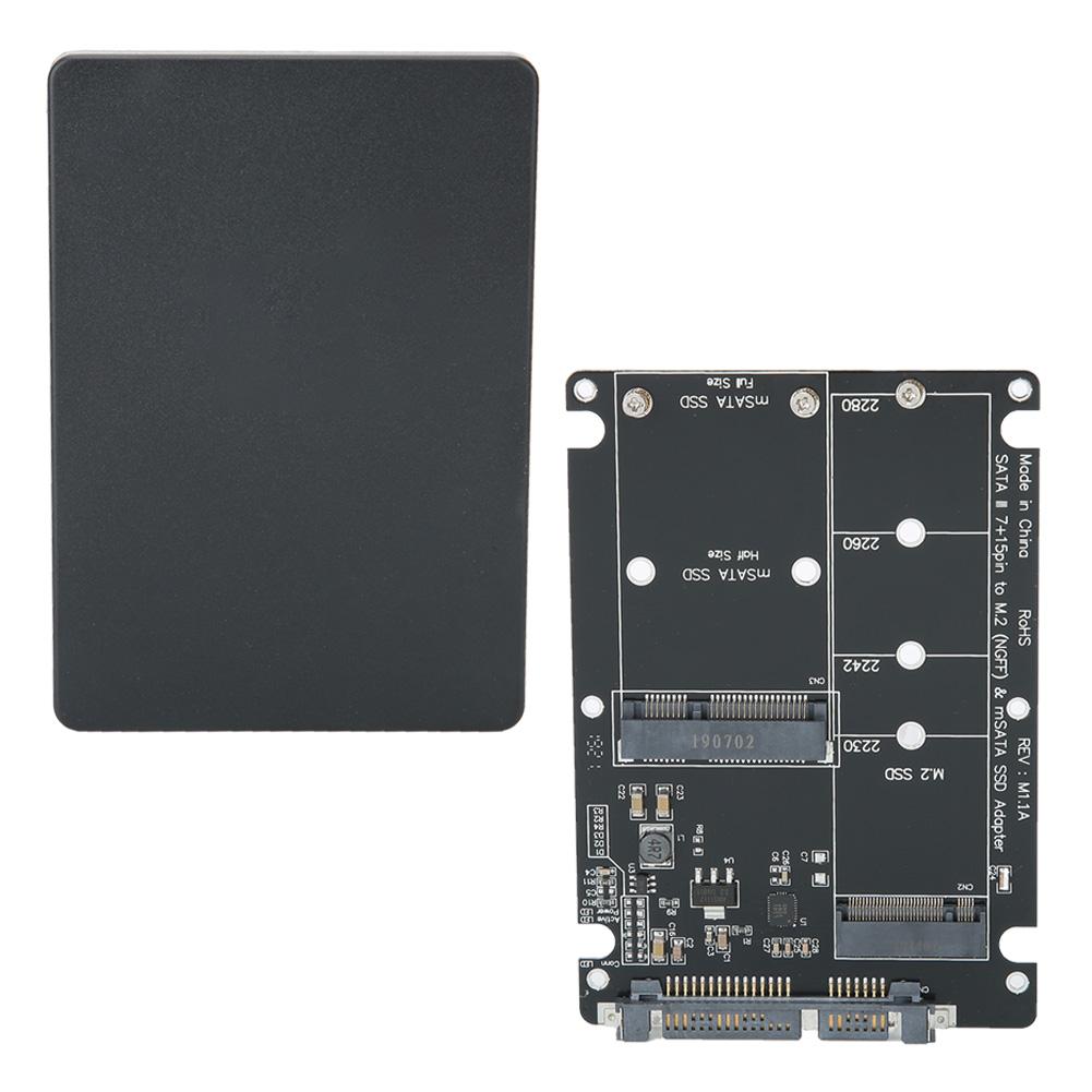 Hard Disk Box Black ABS SSD 2 in 1 M.2 B Key MSATA to SATA 3.0 Computer Accessories (Not Inclube Hard Disk)