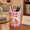 Transparent Pen Organizer 3D Printed Hollow Heart Holder, Aesthetic Stand, Girlish Elegant Pencil Holder Makeup Brush Multifunctional Storage