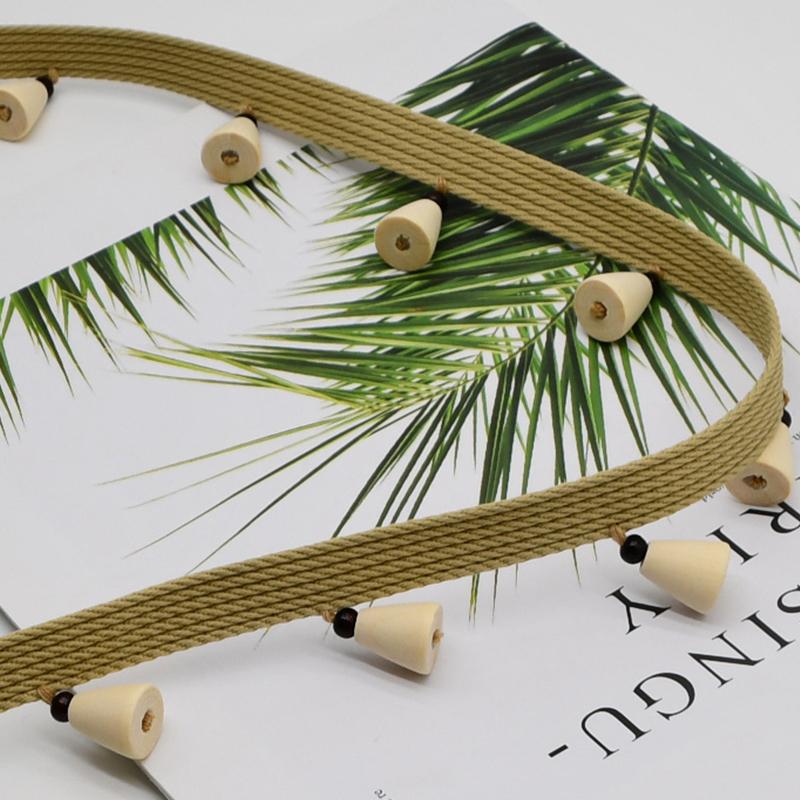 3/6M Japanese Style Wood Bead Pendant Tassel Fringe Lace Trim Edge Diy Upholstery Chandelier Tablecloth Curtain Decor Accessory