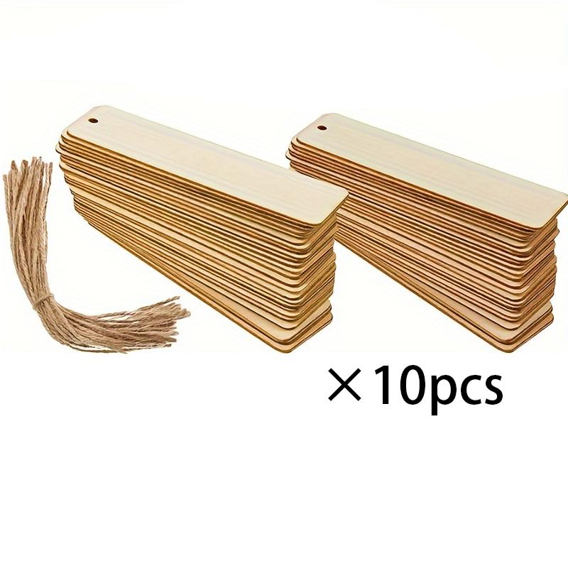 

Wooden Gift Tags Labels Unfinished Wooden Book Markers Ornaments with Holes and Ropes for DIY Crafts, Wedding Party Decors