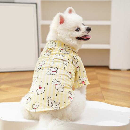 Pet Clothes with Cartoon Puppy Prints Soft Cotton-Feel with Easy Snap Closure Dog Shirt for Spring Summer