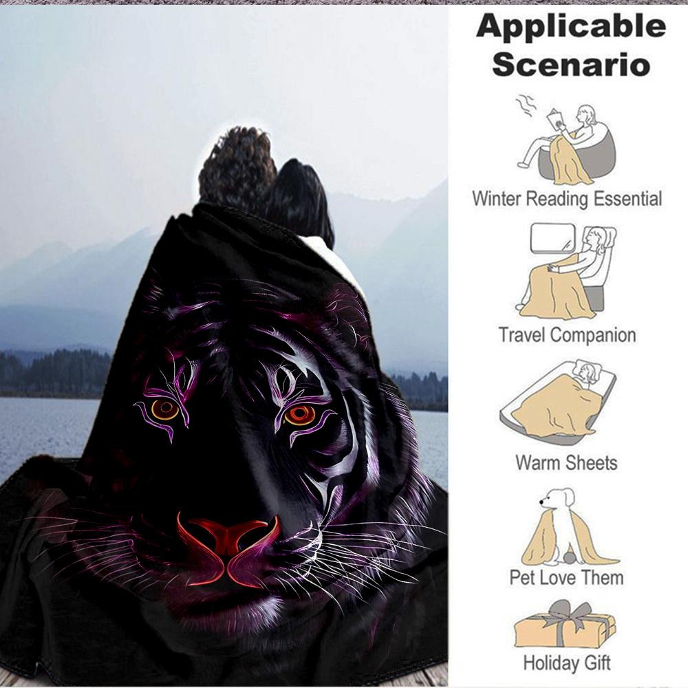 1pc Tiger Face Artwork Blanket Lightweight Blanket Throw Blanket For Sofa, Bed, Travel, Camping, Livingroom, Office, Couch, Chair Yy251010056