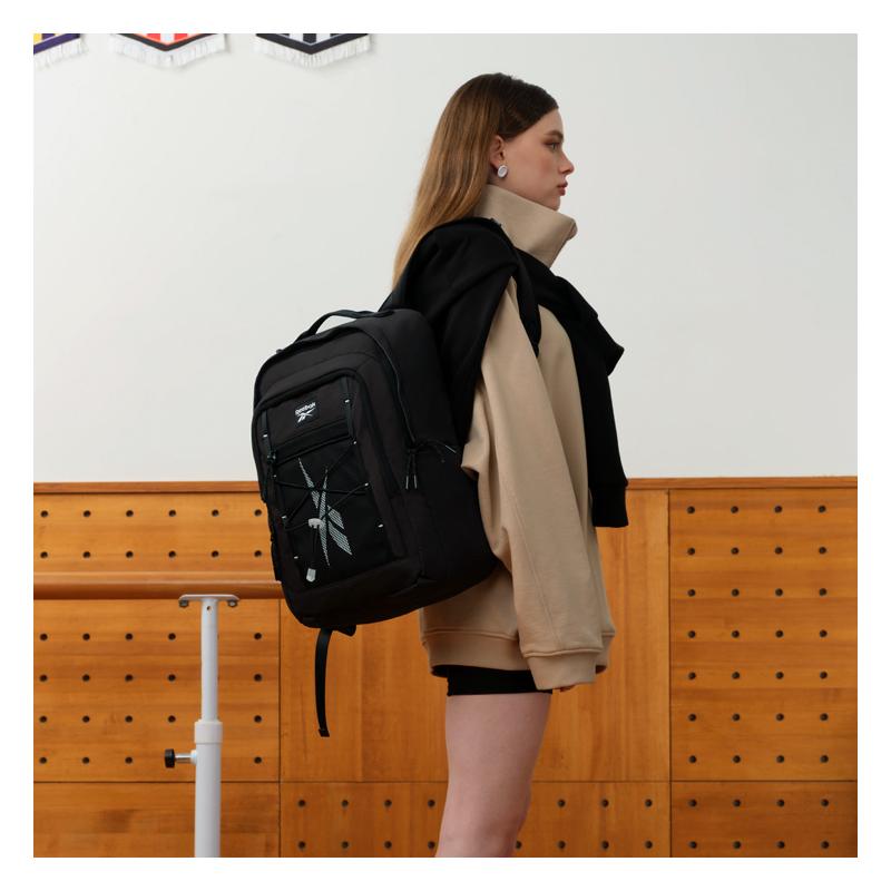 New Reebok Fabric Backpack Regular Unisex Ecru/Khaki/Black RB230013M