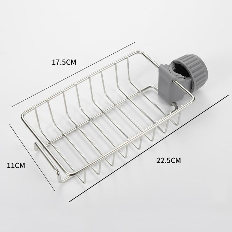 Faucet Drain Rack Stainless Steel Sink Drain Rack Sponge Holder Soap Drain Holder Shelf Kitchen Storage Basket Sink Organizer