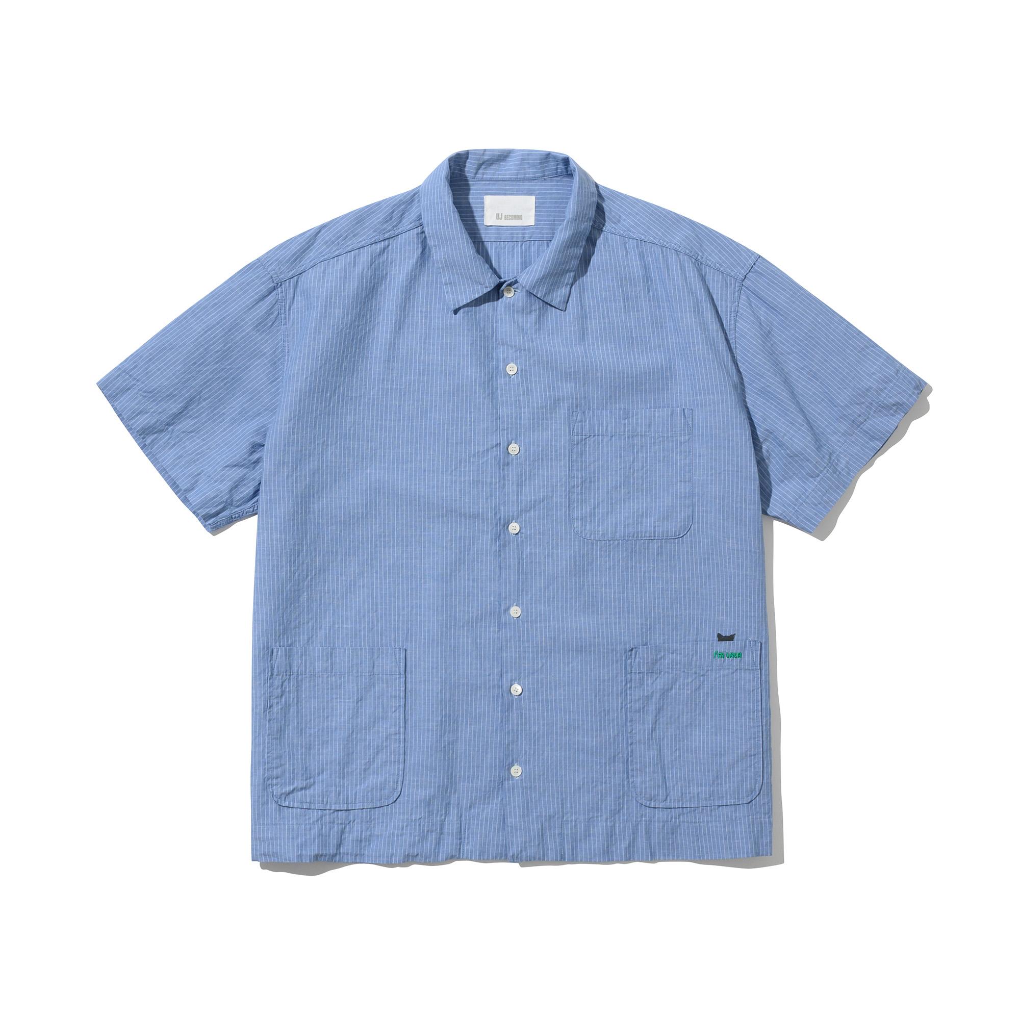 Ujb Coming Linen Cotton Short Sleeve Shirt Striped L