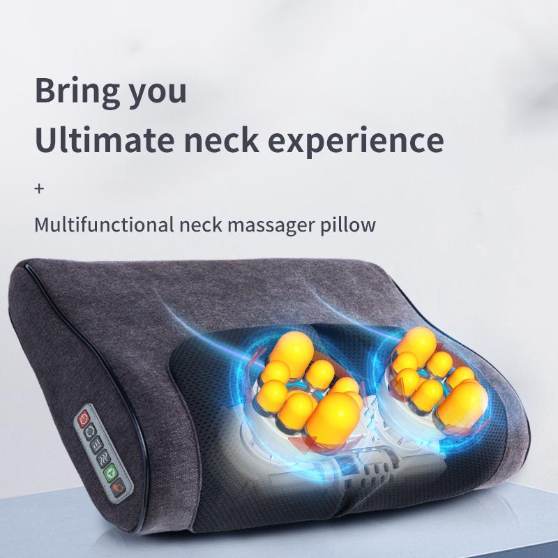 Electric Kneading Shiatsu Massage Pillow Inftared Heating Neck Massager Massage Cushion for Back Waist Body Health Massageador Relaxation