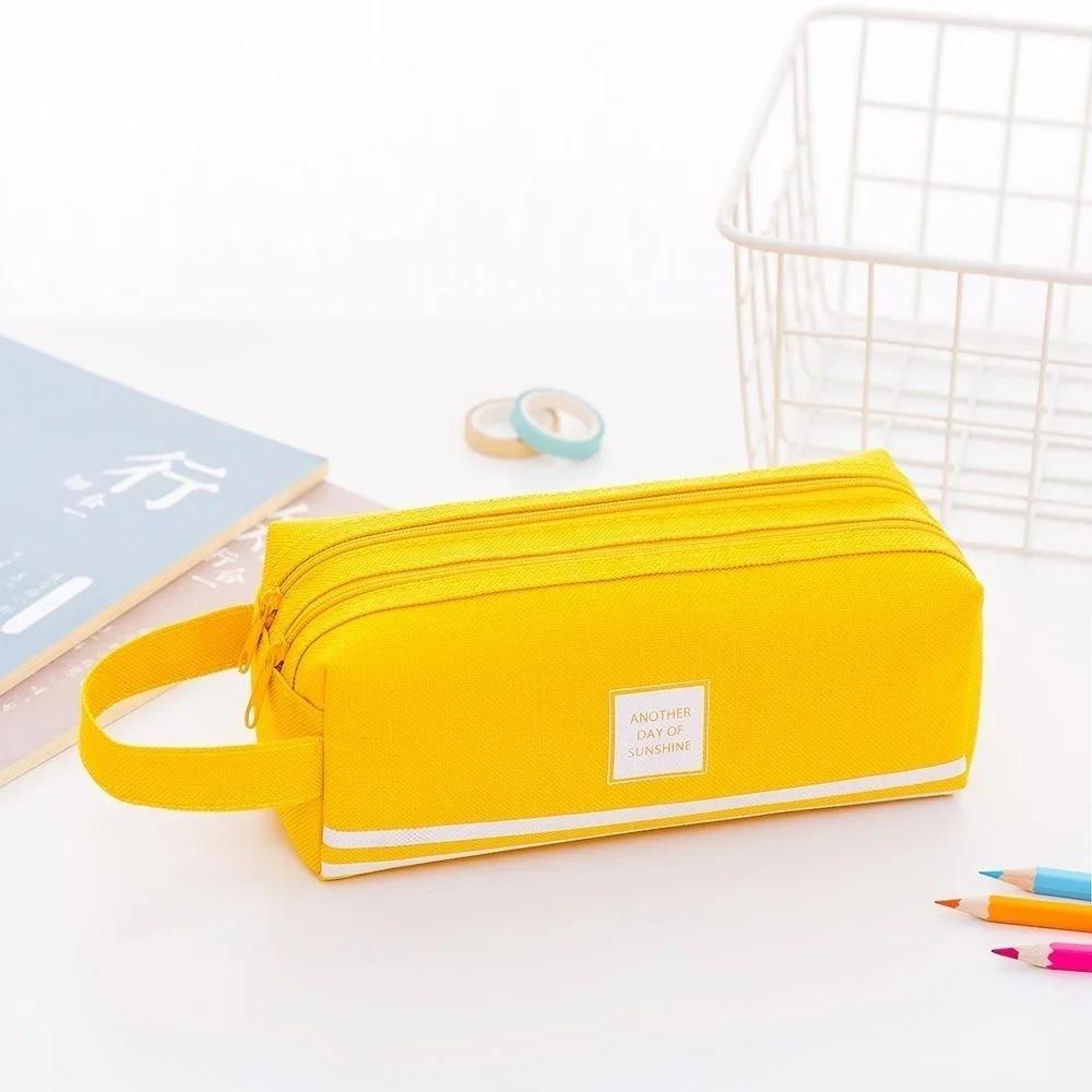 Solid Large Capacity Pen Pencil Bag Storage Case Makeup Pouch Cute Stationery Office School Supplies