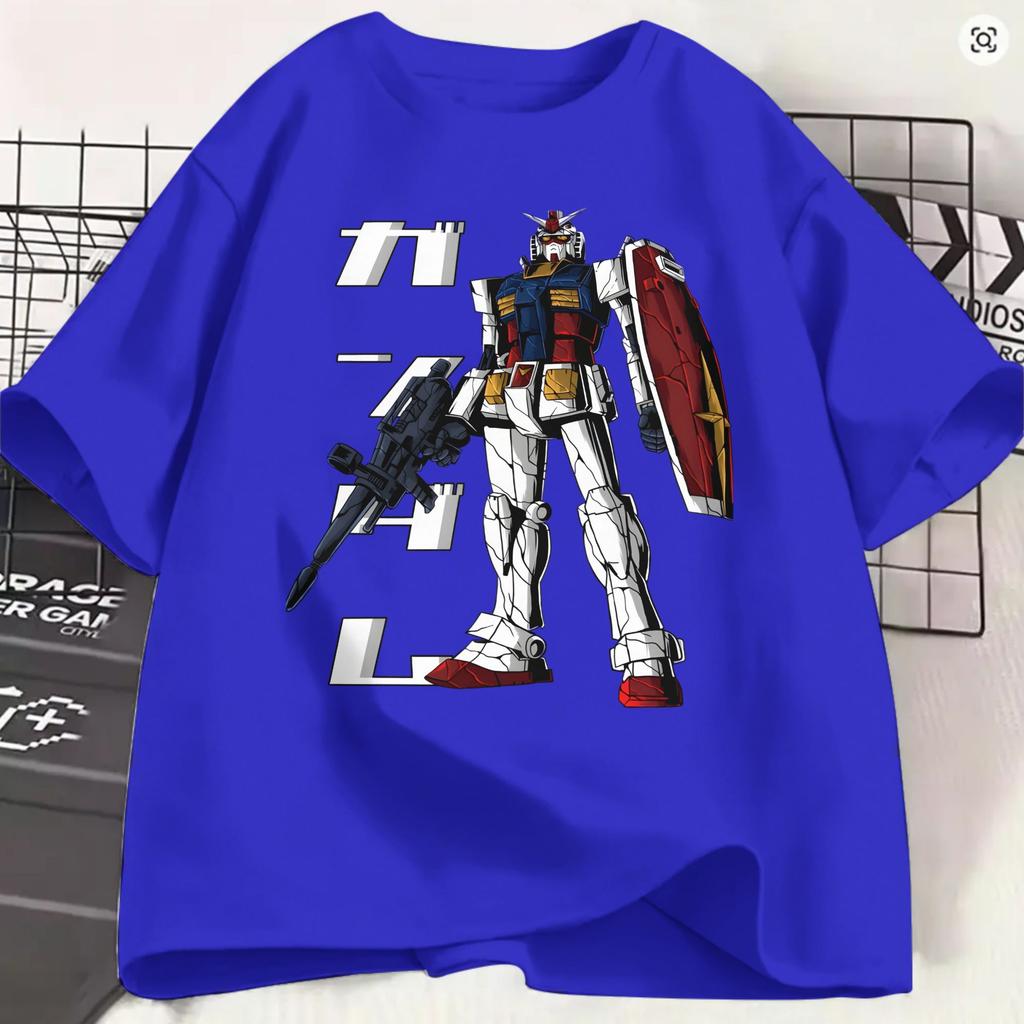 Gundam 100 Cotton T Shirt For Unisex Summer Y2k Retro Tshirts O Neck Trending Tee Shirt Oversized Cheap Tops