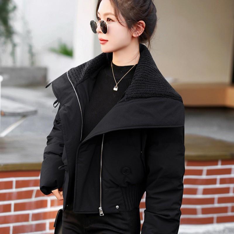 Womens Short Puffer Coat 2026 Winter Thick Warm Cotton-Padded Jacket Loose Fit High Neck Solid Color Petite