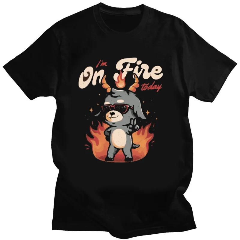 Men Short Sleeve T Shirt Cool Baphomet TShirt Kawaii Satan Demon Ghost Occult Goat Graphic Shirts Kawaii Clothing Anime Shirt