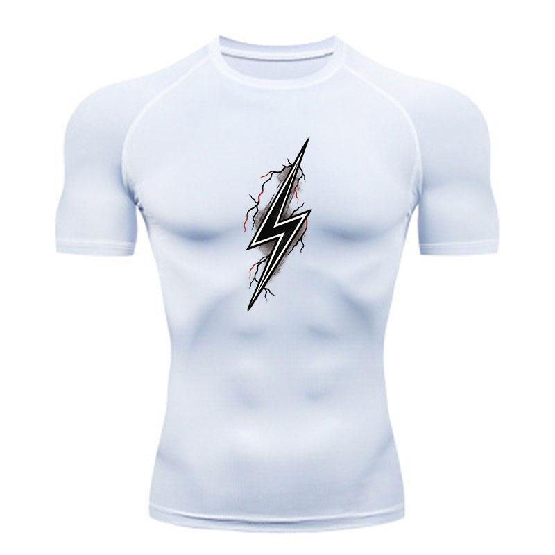 Men's Compression Fitness Sports T-Shirt, Lightning Graphic