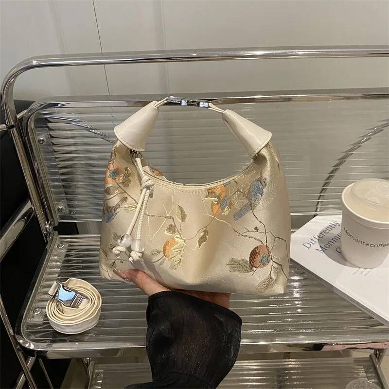 Retro Fashion Newest Chinese Style Handbag Elegant Niche Silk Cheongsam Underarms Bags For Lady