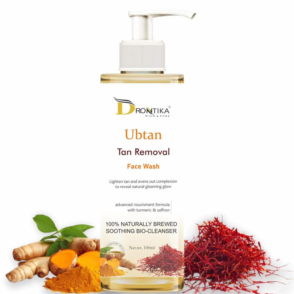 Drontika Wild & Pure Ubtan Tan Removal Face Wash with Turmeric & Saffron - Brightening & Revitalizing Cleanser for Glowing Skin 100ml.