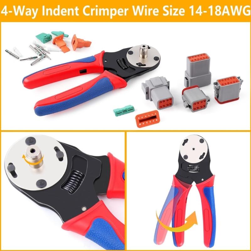Deutsch Connector Kit DTP 2P 3P 4P 6P 8P 12P and Crimper Automobile Electrical Connectors(14-20AWG)