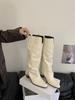Spice Girl Style Pointed Head Thick Heel But Knee Boots Women's Fashion Temperament Thin Trouser Boots Western Cowboy Knight Boots
