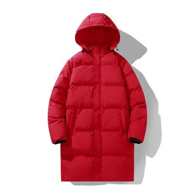 Verdickte mittellange bis lange Baumwolljacke für Herren und Damen, Warme Kapuzen-Brotjacke, Winddichte Partnerjacke, Lange Baumwolljacke für Herren