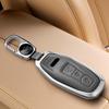 Metal Leather Car Remote Key Cover for New A5L A6L E-tron Q6L Etron A5L Q6L Sportback 2026 Key Case Holder Shell Keychain