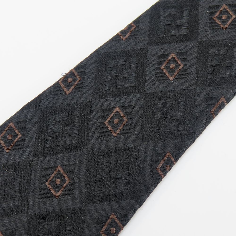 Used FENDI tie silk black Brown apparel