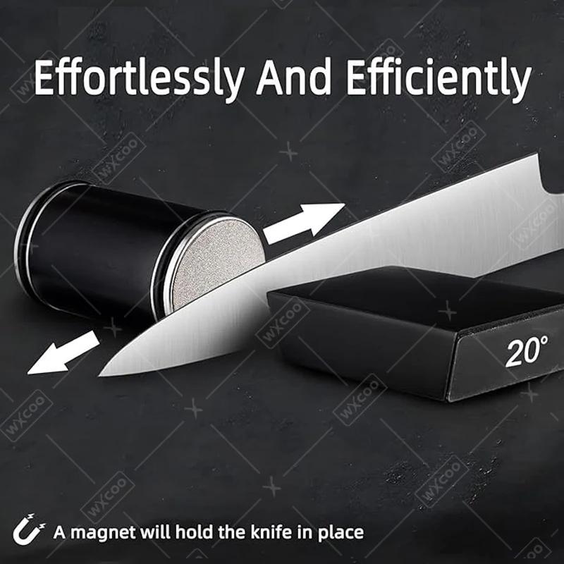 Rolling Knife Sharpener Kitchen Manual Knife Sharpening 15° Degrees Angle Roller Knife Whetstone Ceramic Roller Knife Whetstone